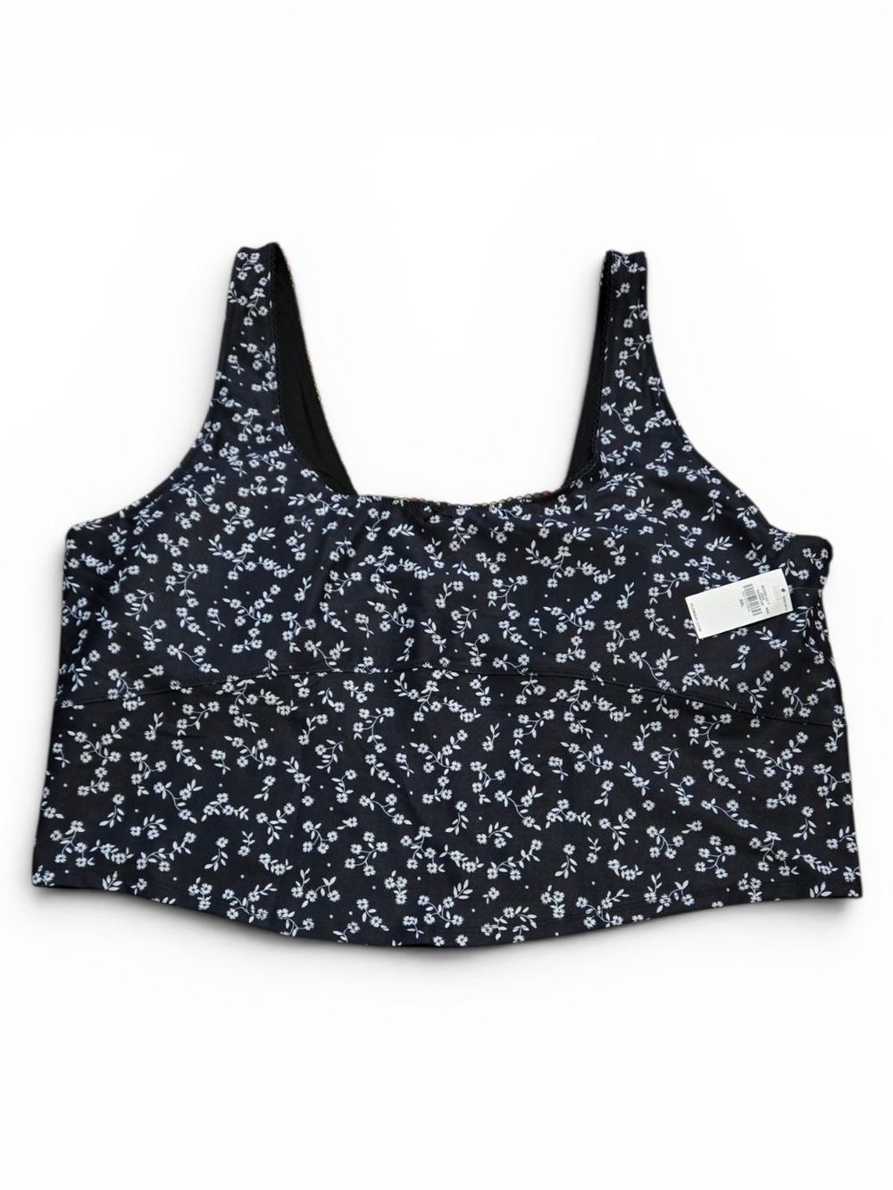 Old Navy Black Floral Crop Tank Top